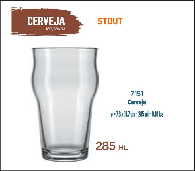 Imagem de Copo De Vidro Para Cerveja Chope - Sout 285ml 12 unidades