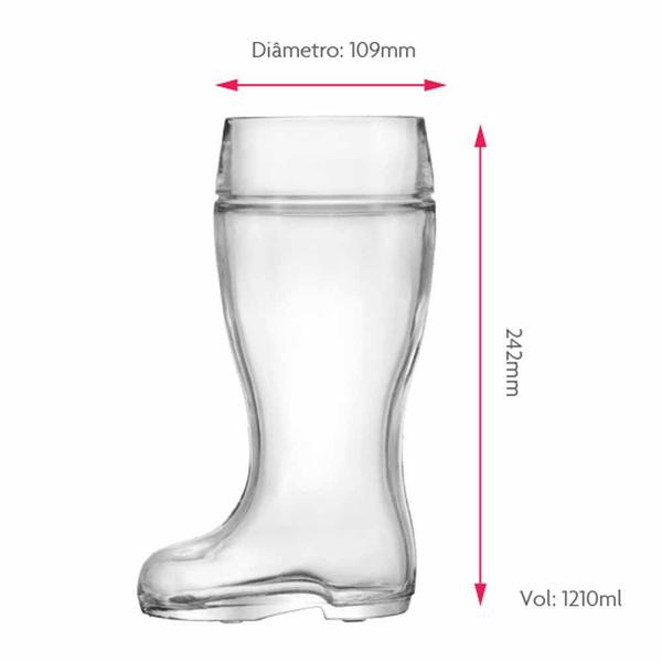 Imagem de Copo de Vidro para Cerveja no Formato Bota Stiefel G 1210ml 6 Pcs - Ruvolo 