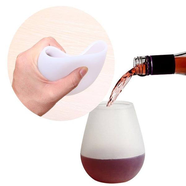 Imagem de Copo de vinho de silicone portátil Unbreakable Dobrável Copos de festa à prova de quebra para piquenique de viagem Camping Water Beer Tee Drinkware Taças de Vinho