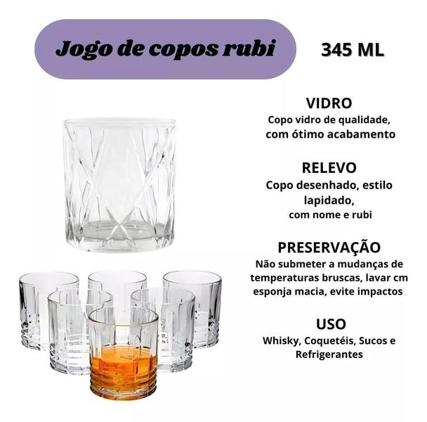 Imagem de Copo De Whisky Caipirinha Drinks Retrô 345ml - 6 Peças Vidro