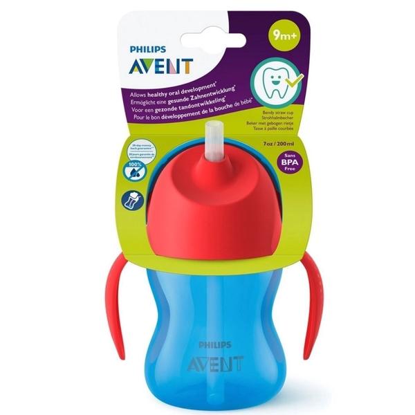 Imagem de Copo Dinossauro Canudo Curvado 200 Ml Avente Azul Philips Avent