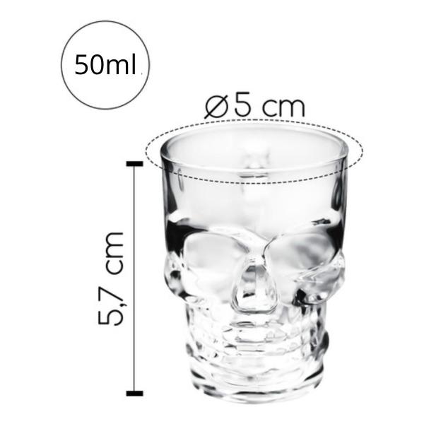 Imagem de Copo Dose Caveira 50ml Jogo 6 Peças Shot Bar Resistente