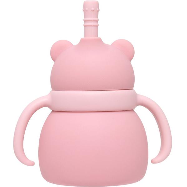 Imagem de Copo em silicone com canudo ursinho  rosa