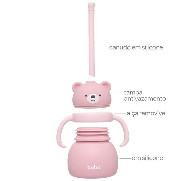 Imagem de Copo em silicone com canudo ursinho  rosa