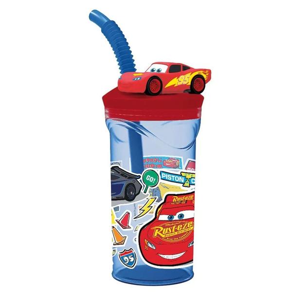 Imagem de Copo Infantil 3d Com Canudo Carros 360ml Original Disney