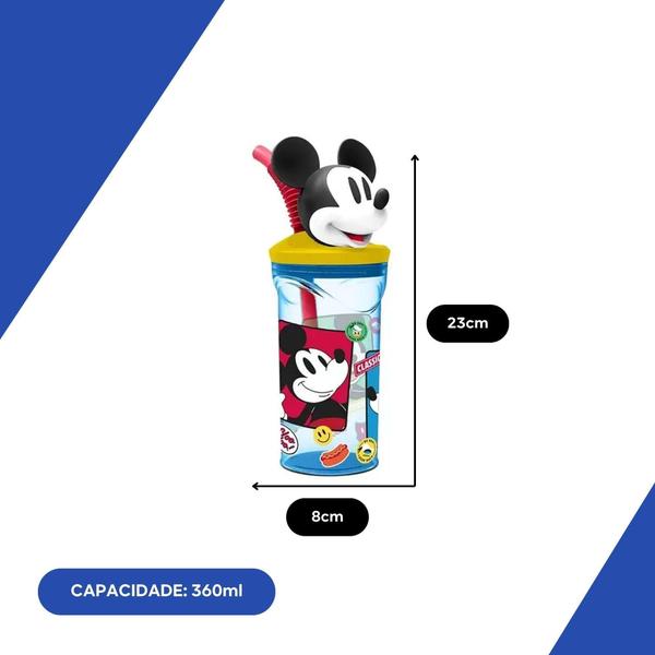 Imagem de Copo Infantil 3D Com Canudo Mickey 360Ml Disney