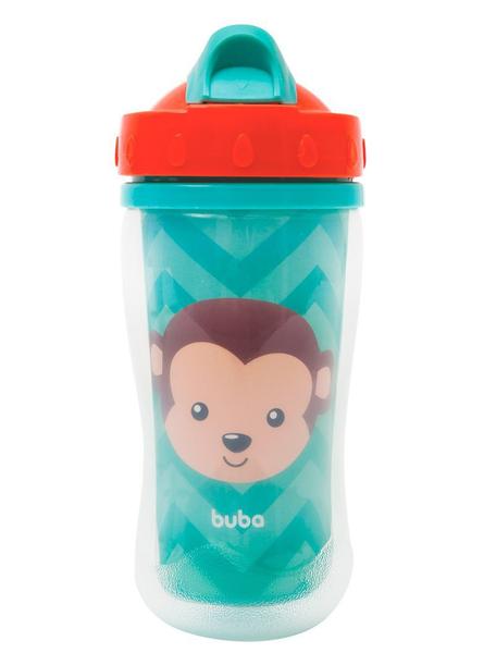 Imagem de Copo Infantil Animal Fun Macaco Com Canudo e Parede Dupla 320ml Buba