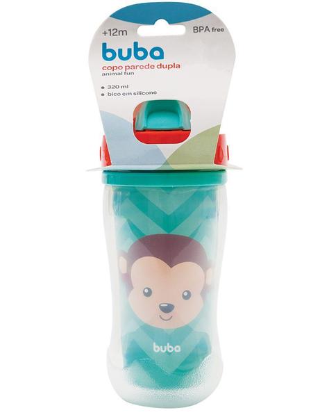 Imagem de Copo Infantil Animal Fun Macaco Com Canudo e Parede Dupla 320ml Buba