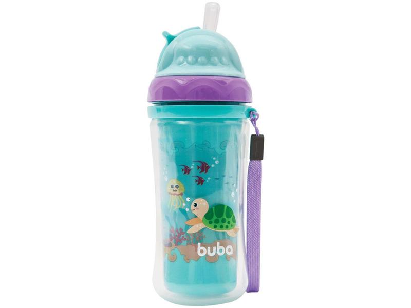 Imagem de Copo Infantil Antivazamento com Canudo e Tampa - 250ml Buba Turminha Do Mar