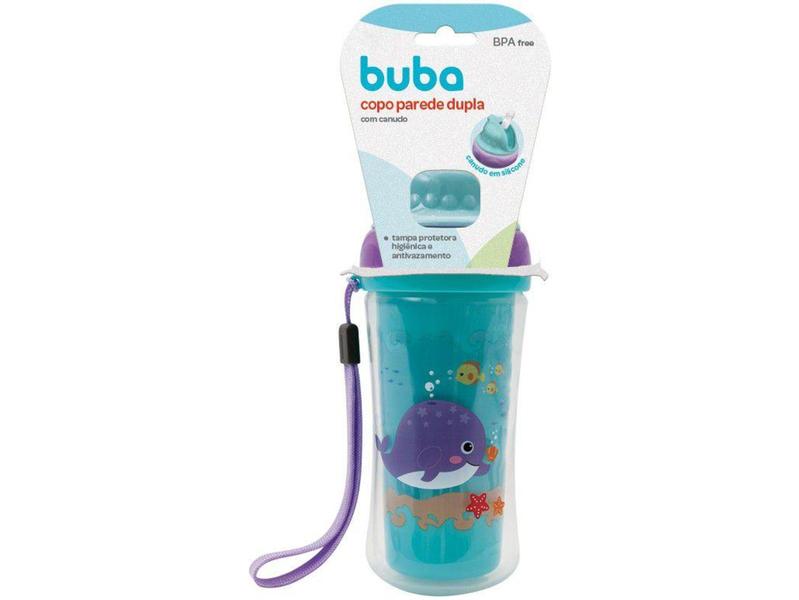 Imagem de Copo Infantil Antivazamento com Canudo e Tampa - 250ml Buba Turminha Do Mar