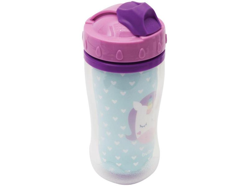 Imagem de Copo Infantil Antivazamento com Canudo e Tampa - 320ml Buba Animal Fun Unicórnio