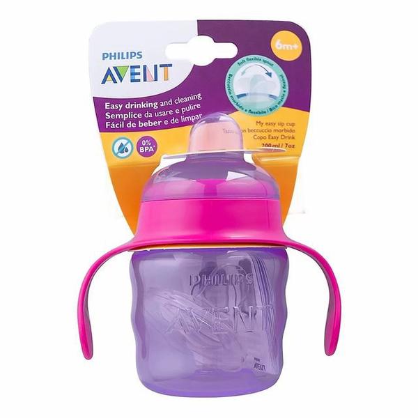 Imagem de Copo Infantil Avent Easy Sip 200ml Azul ou Rosa 6m+