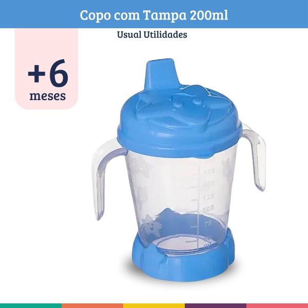 Imagem de Copo Infantil Baby com Bico e Alça Azul Usual Utilidades