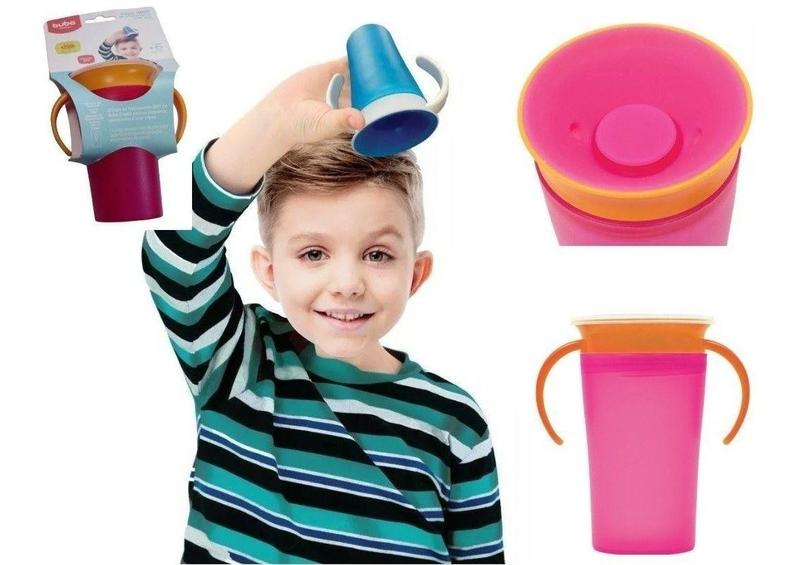 Copo Infantil Bebê Anti Vazamento 360 Treinamento com Tampa e Alça Buba Rosa Imagem de Copo Infantil Bebê Anti Vazamento 360 Treinamento com Tampa e Alça Buba Rosa