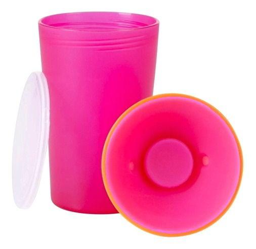Copo Infantil Bebê Anti Vazamento 360 Treinamento com Tampa e Alça Buba Rosa Imagem de Copo Infantil Bebê Anti Vazamento 360 Treinamento com Tampa e Alça Buba Rosa