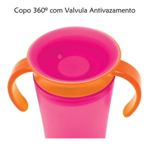Copo Infantil Bebê Anti Vazamento 360 Treinamento com Tampa e Alça Buba Rosa Imagem de Copo Infantil Bebê Anti Vazamento 360 Treinamento com Tampa e Alça Buba Rosa
