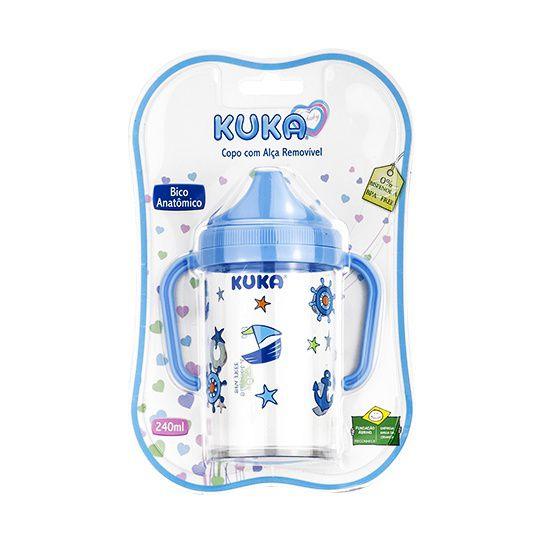 Imagem de Copo Infantil Com Alça Removivel Azul 240ml Kuka(Bico Anatômico)