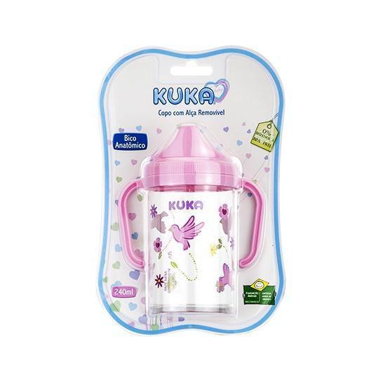 Imagem de Copo Infantil Com Alça Removivel Rosa 240Ml Kuka