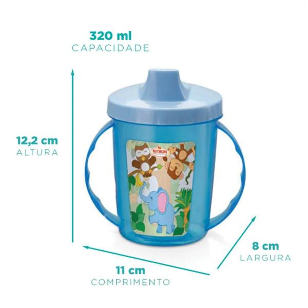 Imagem de Copo Infantil Com Alças E Bico 320Ml Bichinhos 6 Meses Azul