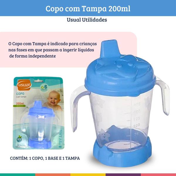 Imagem de Copo Infantil com Bico e Alça Baby Azul Usual Utilidades