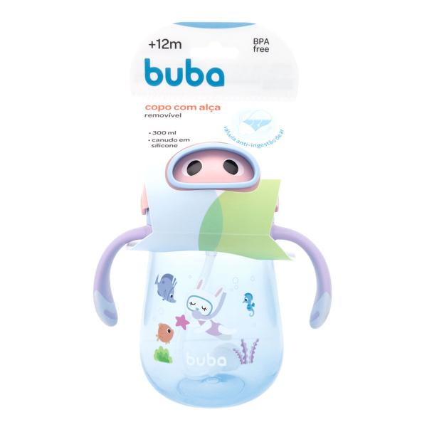 Imagem de Copo Infantil com Canudo 300 ml Alça Removível Mergulho Válvula Anti-Ingestão de Ar Buba