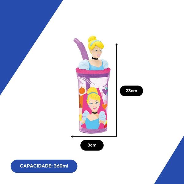 Imagem de Copo Infantil Com Canudo Cinderela 360Ml Princesas Disney