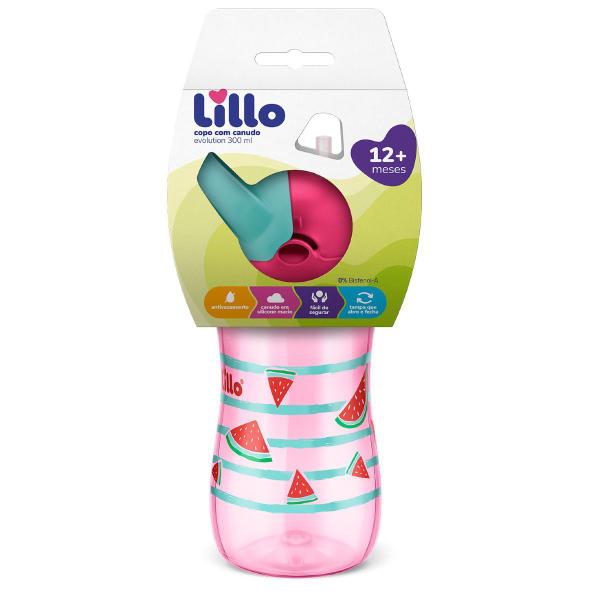 Imagem de Copo Infantil Com Canudo Evolution 300ml Rosa - Lillo 