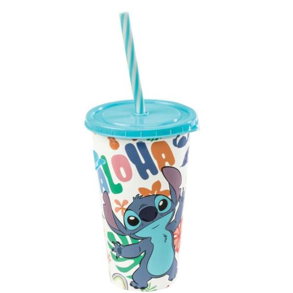 Imagem de Copo Infantil com Canudo Shake 500mL da Disney Stitch com Tampa Estampas Variadas