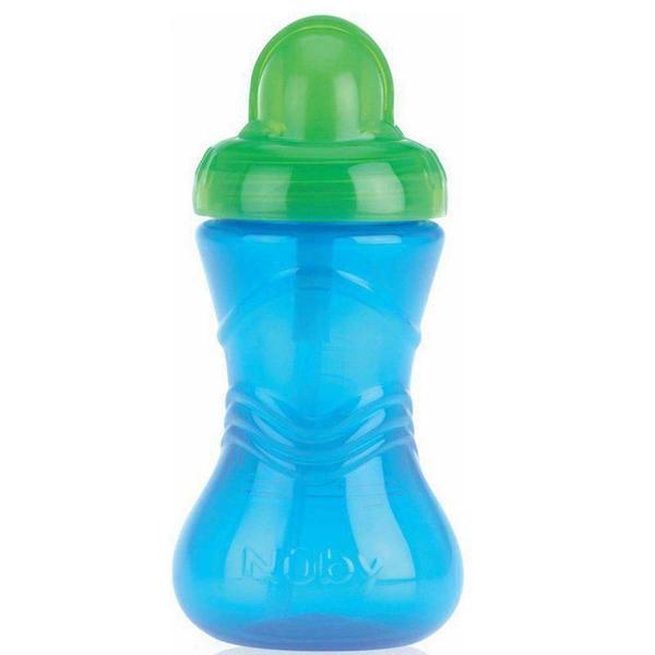 Imagem de Copo Infantil Com Canudo Silicone Azul 300Ml Nuby