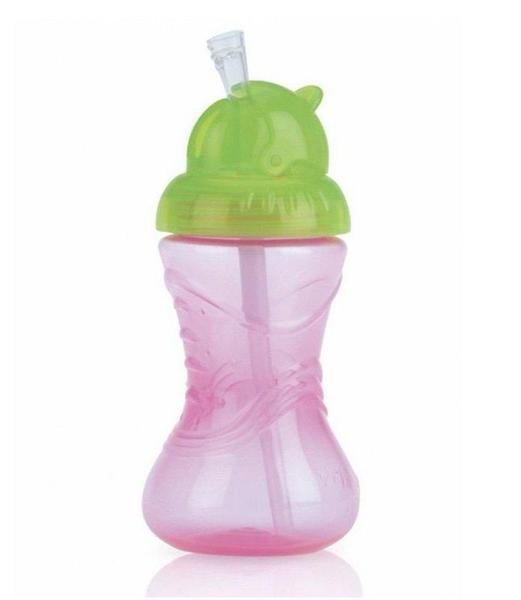 Imagem de Copo Infantil Com Canudo Silicone Rosa 300Ml Nuby