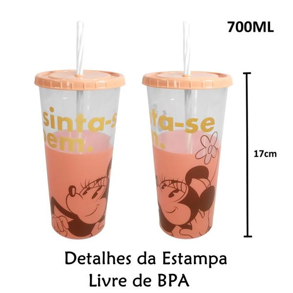 Imagem de Copo Infantil da Minnie com Tampa e Canudo 700ML