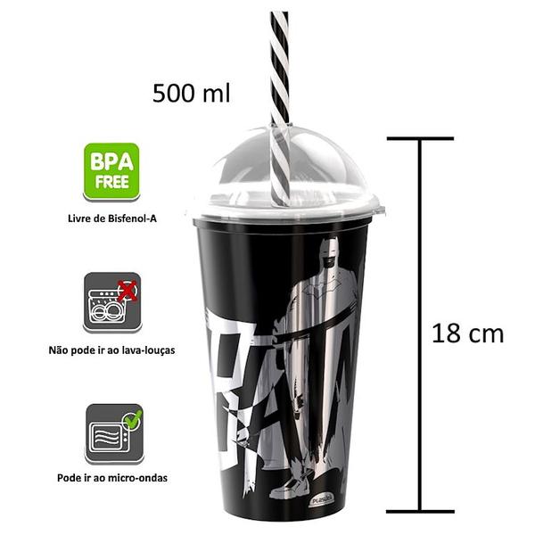 Imagem de Copo Infantil do Batman Premium Plasútil 500ML - 2 unidades