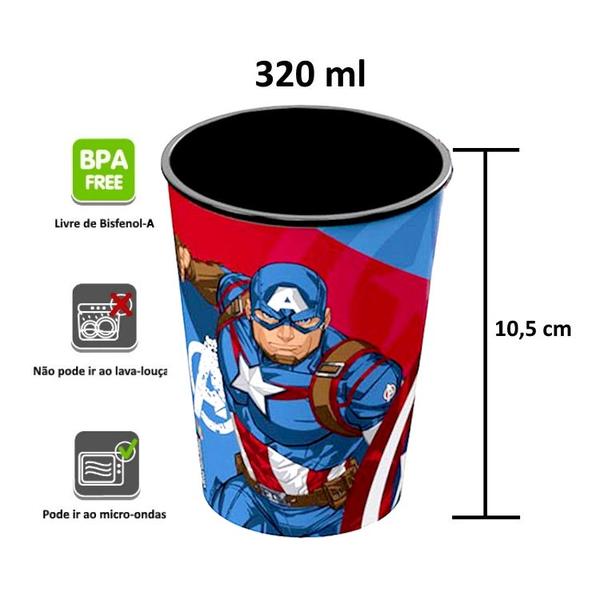 Copo Infantil do Capitão América Marvel 320ML Plasútil - Plasutil Imagem de Copo Infantil do Capitão América Marvel 320ML Plasútil