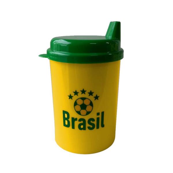 Imagem de Copo Infantil Futebol 240 Ml Amarelo e Verde  Injetemp 