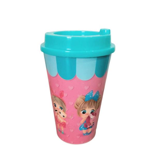 Imagem de Copo infantil menina com tampa 700ml com petisqueira removível livre de bpa