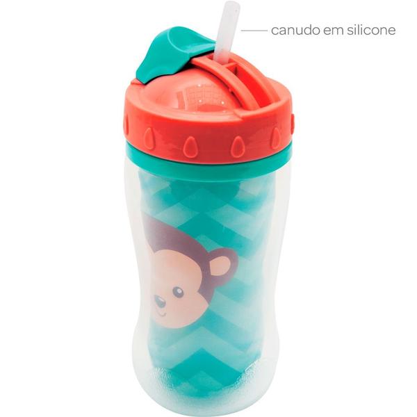 Imagem de Copo Infantil Parede Dupla e Canudo Macaco 320ml Buba