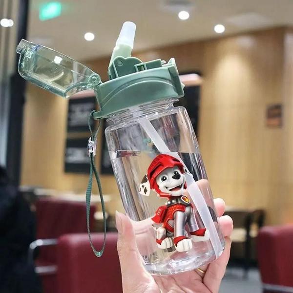 Copo Infantil Patrulha Pata 550ml com Canudo - À Prova de Vazamento Imagem de Copo Infantil Patrulha Pata 550ml com Canudo - À Prova de Vazamento