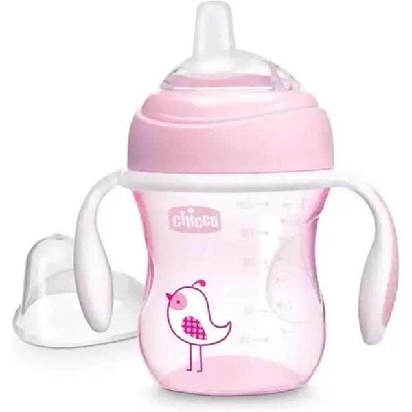 Imagem de Copo Infantil Rosa com Bico de Reposição Silicone 200ml Chicco