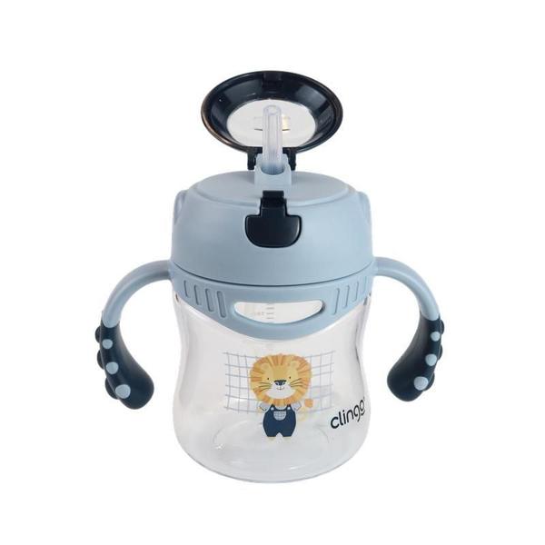 Imagem de Copo Infantil Tritan 300Ml Leão Bebê Transição Canudo E Alça