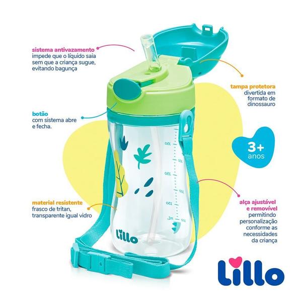 Imagem de Copo Infantil Tritan Alça E Canudo Dinossauro 400Ml Lillo