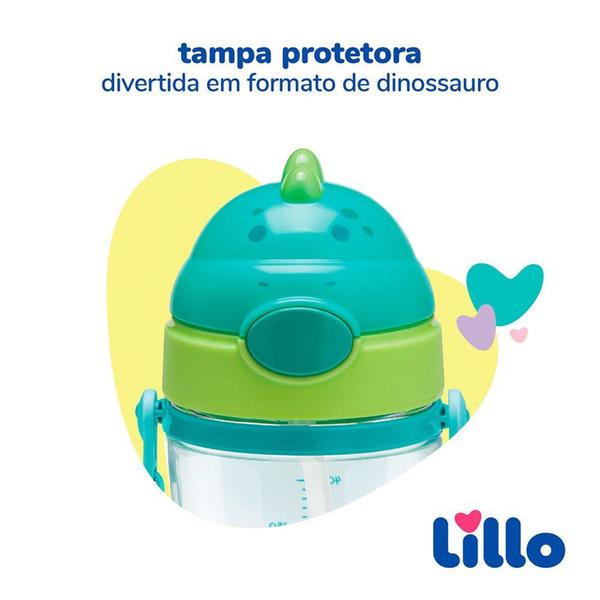 Imagem de Copo Infantil Tritan C/ Alça e Canudo Dinossauro 400ml Lillo