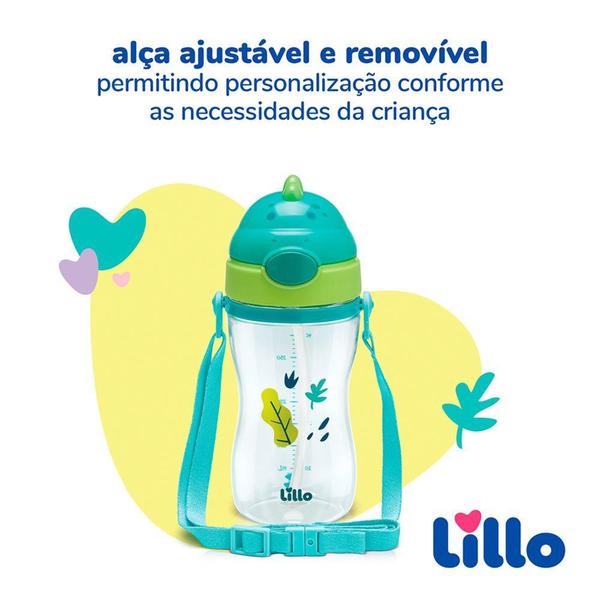 Imagem de Copo Infantil Tritan C/ Alça e Canudo Dinossauro 400ml Lillo