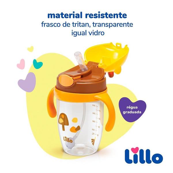 Imagem de Copo Infantil Tritan Com Alça E Canudo Girafa 300Ml - Lillo