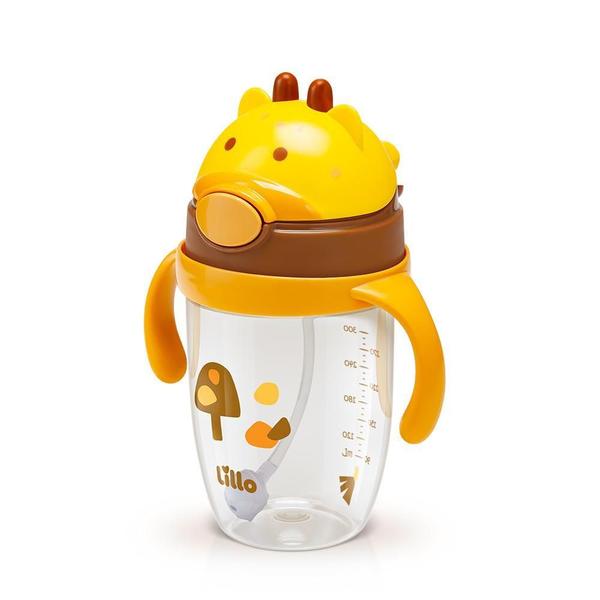 Copo Infantil Tritan Com Alça E Canudo Girafa 300Ml - Lillo Imagem de Copo Infantil Tritan Com Alça E Canudo Girafa 300Ml - Lillo