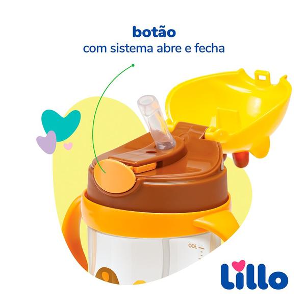 Imagem de Copo Infantil Tritan com Alça e Canudo Girafa 300ml - Lillo