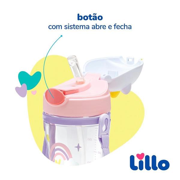 Imagem de Copo Infantil Tritan Com Alça E Canudo Unicórnio 400Ml Lillo