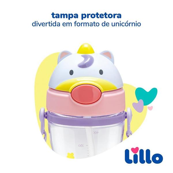 Imagem de Copo Infantil Tritan Com Alça E Canudo Unicórnio 400Ml Lillo