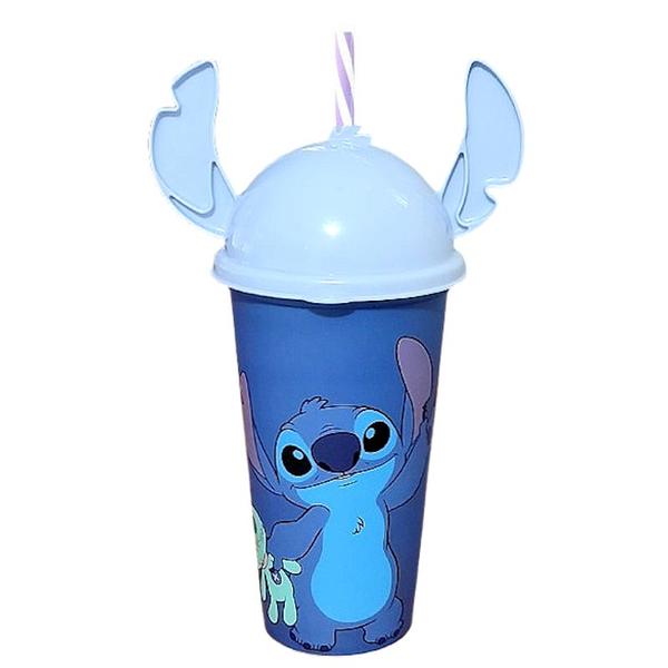 Imagem de Copo Lilo Stitch Infantil com Orelhas e canudo 500ml Original Plasútil