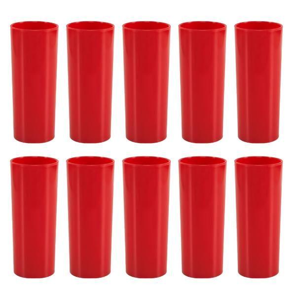 Imagem de Copo Long Drink Leitoso Vermelho c/ 10 Unidades