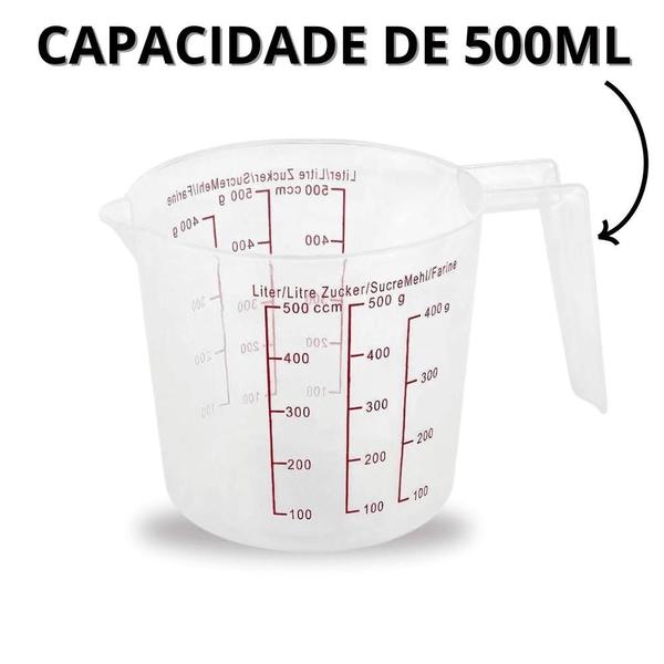 Imagem de Copo Medidor De Cozinha Jarra Medidora De Plástico Copos De Medida  Dosador Receitas Utensílios